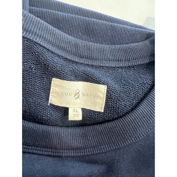 Lou & Grey Heart Cozy Cotton Terry Sweatshirt in Navy Blue - Picture 3 of 3